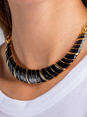 Black Enamel Bib Necklace