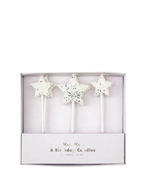 Silver Glitter Star Candles