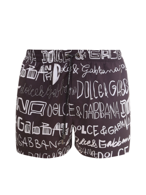 Dolce & Gabbana Logo Printed Swim Trunks