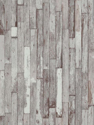 Brecken Faux Wood Plank Wallpaper In Taupe And Grey Design By Bd Wall