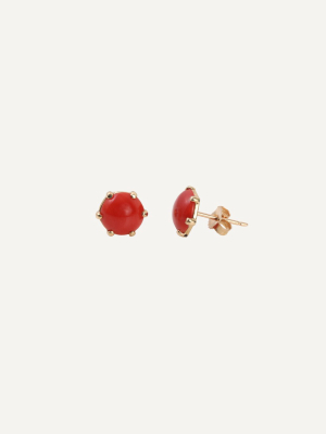 Coral 6-pronged Stud Earrings