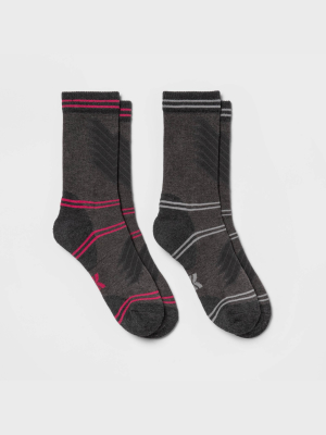 Women's Midweight Cushioned Fine Ribbed Wool Blend 2pk Crew Socks - All In Motion™ 4-10