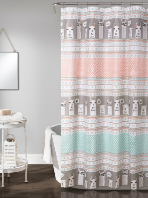 72"x72" Llama Striped Shower Curtain - Lush Décor