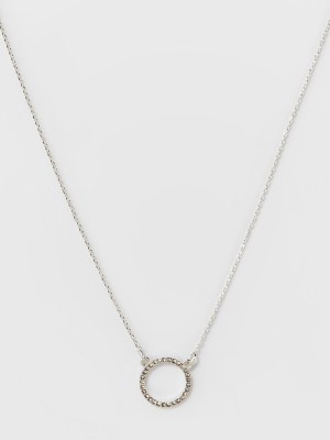 Pave Open Circle Short Necklace - A New Day™ Silver