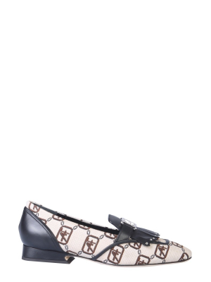 Alberta Ferretti Logo Print Slip-on Loafers