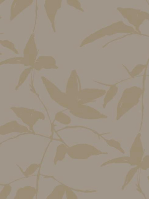 Persimmon Leaf Wallpaper In Gold And Taupe From The Tea Garden Collection By Ronald Redding For York Wallcoverings