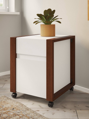 Voss 2 Drawer Mobile File Cabinet Cotton White And Serene Cherry - Kathy Ireland Home