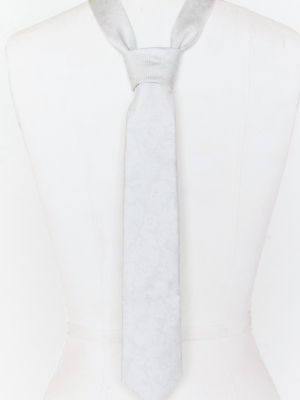 Nico Neck Tie ~ Silver Floral Luxe Satin