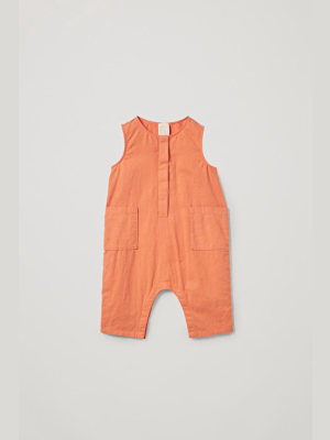 Cotton-linen Romper With Pockets