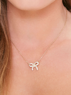 Rhinestone Bow Necklace