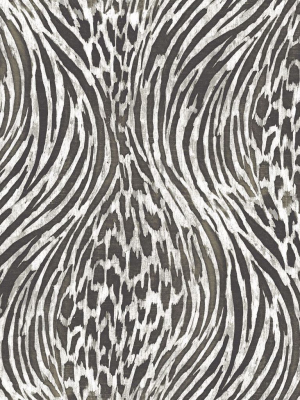 Splendid Animal Print Wallpaper In Platinum From The Moonlight Collection By Brewster Home Fashions