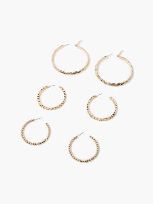 Textured Hoop Earring Set