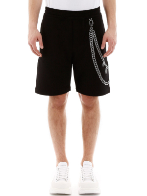 Alexander Mcqueen Embroidered Chain Shorts