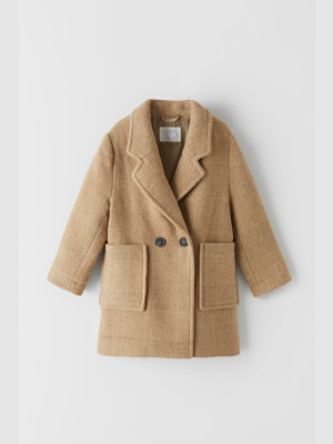 Textured Wool Blend Coat