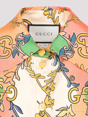 Gucci All Over Logo Print Shirt Dress