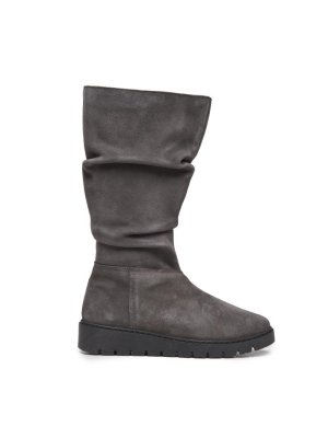 Girls' Childrenchic® Grey Suede Ruched Boots