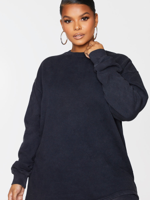 Plus Black Washed Longline Sweater