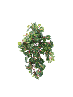 Vickerman 27" Artificial Green And Red Bloodleaf Hanging Bush.