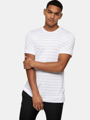 White Mesh Stripe T-shirt