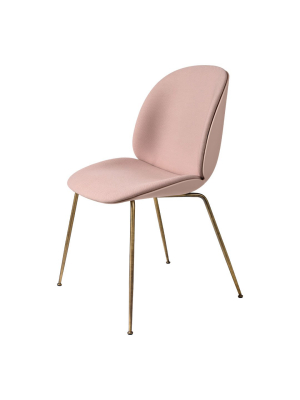 Beetle Dining Chair - Front Upholstered - Antique Brass Conic Base