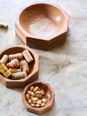 Modernist Octagonal Wood Bowl