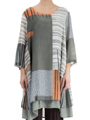 Layered Modern Print Silk Bamboo Tunic