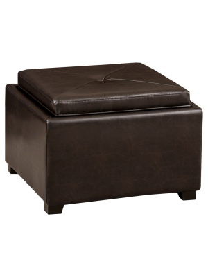 Andrea Tray Top Storage Ottoman Brown - Christopher Knight Home