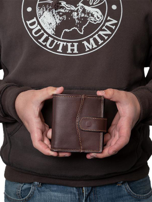 Slim Leather Snap Wallet - 9 Pockets