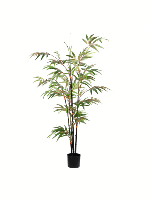 Vickerman Artificial Potted Black Japanese Bamboo Tree.