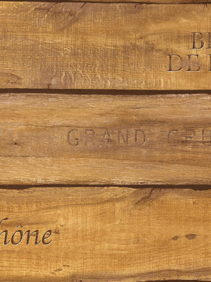 Vintage Wine Crate Wallpaper In Oak From The Precious Elements Collection By Burke Decor