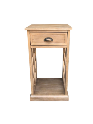 1 Drawer Owen Geometric Side Table Brown - Decor Therapy