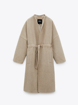 Belted Wool Blend Coat