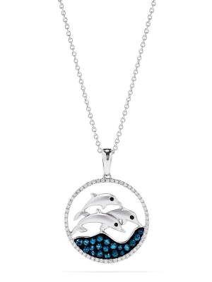 Effy Seaside 14k White Gold Sapphire & Diamond Dolphins Pendant, 0.65 Tcw