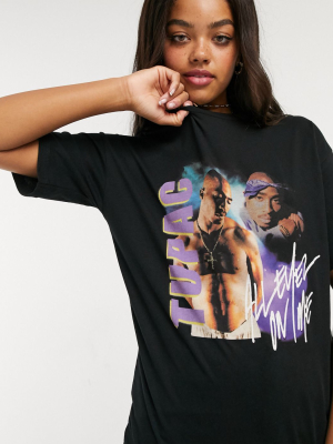 Asos Design Oversized T-shirt With Tupac Print In Black