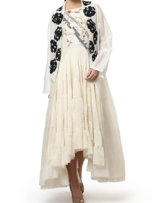 Embroidered Tiered Dress & Long Jacket