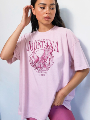 Pink Montana Logo Oversized Washed T Shirt