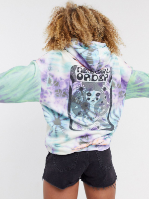 New Girl Order Oversized Hoodie In Tie Dye With Back Graphic