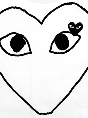 Comme Des Garcons Play Women's Black Emblem Heart Sketch Tee - White