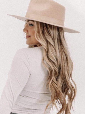 Beige Flat Brim Hat