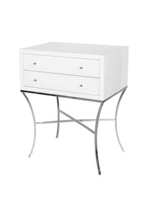 Elena Side Table White And Nickel