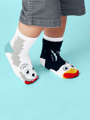 Pals Socks Kids Collectible Mismatched Socks- Polar Bear & Penguin