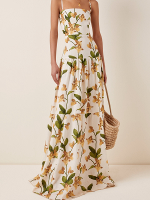 Lima Jardin Floral-print Linen Maxi Dress