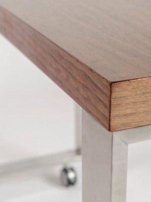 Dillon Side Return In American Walnut & Brushed Stainless Steel