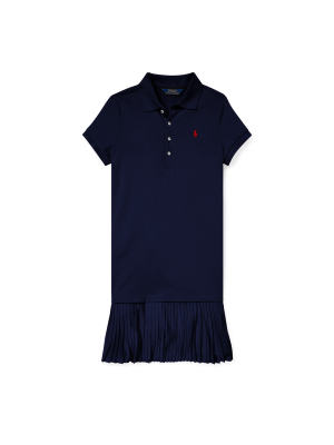 Pleated Mesh Polo Dress