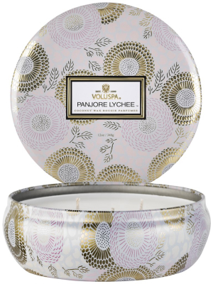 3 Wick Decorative Candle In Panjore Lychee