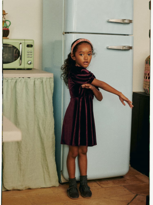 Velvet Dress With Balloon Sleeves