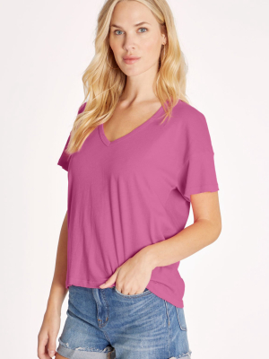 Chrissy V-neck Tee | Magenta Purple