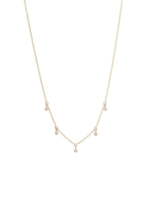 14k 5 Tiny Dangling Diamond Bezel Necklace