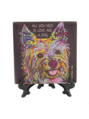 Animal 4.0" Yorkie Cork Back Coaster Easel Sjt Enterprises - Coasters