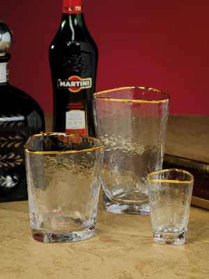 Aperitivo Triangular Glassware W/gold Rim